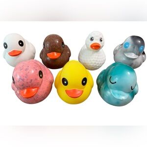 🐥7 Pc Large Rubber Duck Bath Toy Set 5” Toddler Baby Bath Time Toys EUC Colorful